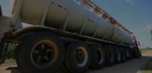 side view of a truck carrying calcium chloride