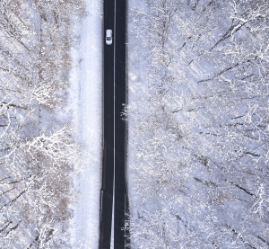 Long road using Indiana Anti-Icing & Deicing
