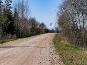 Tackle Indiana Gravel Road Maintenance with help from Great Lakes Chloride image shows gravel road between trees